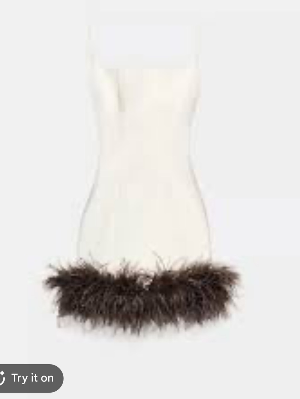 Zara Viral Feather Trim Mini Dress Ivory Brown Size S NWT - Picture 9 of 9
